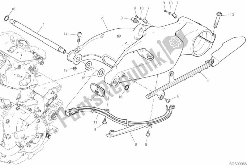 Todas as partes de Braço Oscilante Traseiro do Ducati Hypermotard 950 SP USA 2020